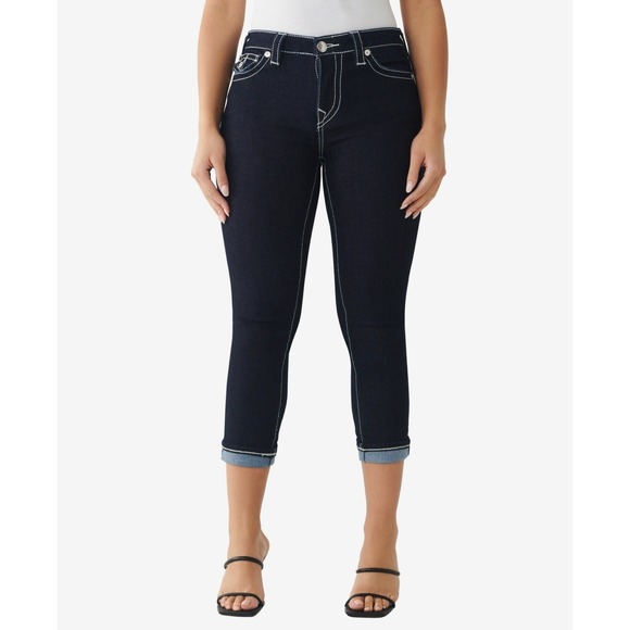 True Religion Jeans Womens 24 Jennie Curvy Capri Mid Rise‎ Super Skinny NWT - Picture 1 of 9